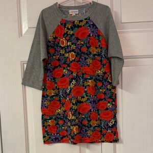 LuLaRoe Multicolor Floral Top with Gray Trim
